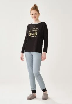 CREW NECK LONG SLEEVE - Piżama - Navy