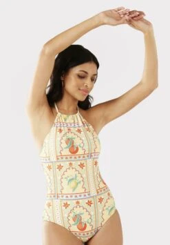 CITRUS TILES HALTERNECK - Kostium Kąpielowy - Yellow