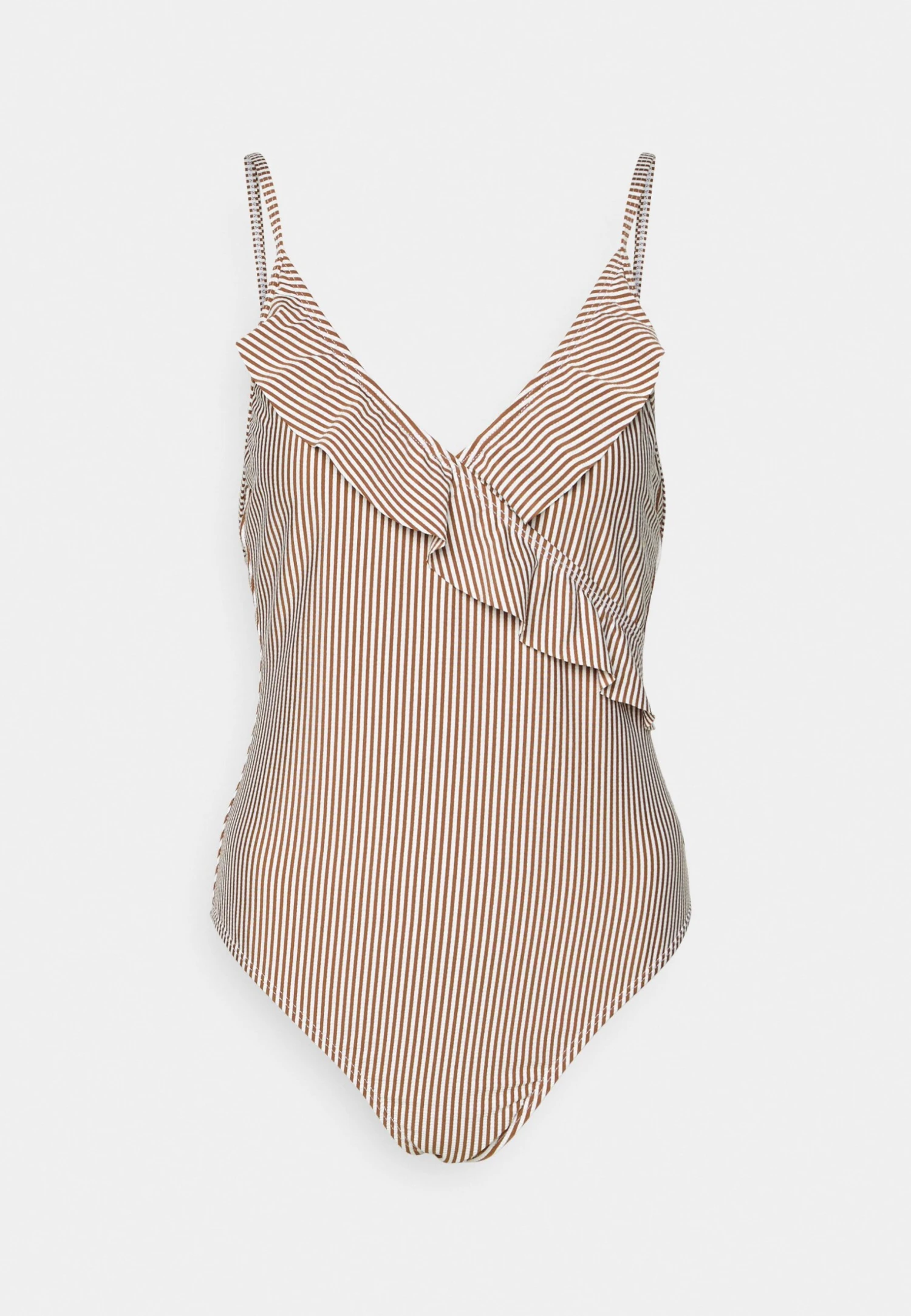 Becksöndergaard STRIBA BLY FRILL SWIMSUIT - Kostium Kąpielowy - Sorrel Brown 4 Becksöndergaard STRIBA BLY FRILL SWIMSUIT - Kostium Kąpielowy - Sorrel Brown - obrazek 4