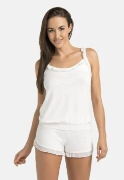 TEYLI SET: SLEEPING TOP AND SHORTS - Piżama - Ecru