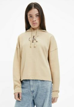 Calvin Klein Jeans MONOGRAM - Bluzka Z Długim Rękawem - Travertine