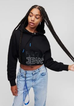 Karl Lagerfeld Jeans CROPPED BIG LOGO - Bluza - Black