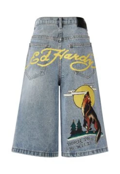 Ed Hardy BORN WILD - Szorty Jeansowe - Bleach -sklep Next 16e877bda4f542e384635575c33e9aab