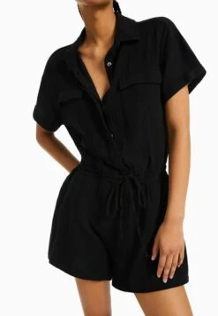 BERSHKA RUSTIC UTILITY - PLAYSUIT - Kombinezon - Black -sklep Next 1f9ef1c1fec94d039bf562f75f6175ee
