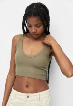 PULL & BEAR BASIC - Top - Khaki -sklep Next 2127218ab7aa4a4e811e95a94b6d6a20