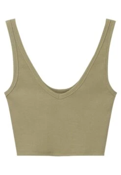 PULL & BEAR BASIC - Top - Khaki -sklep Next 21dbbdcbdc3f4b4da2f57db4d5463d1d