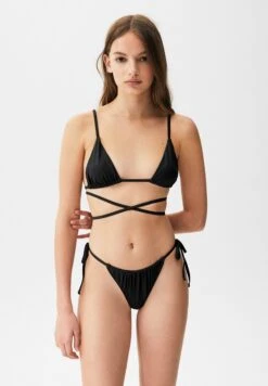 PULL & BEAR WITH STRAPS - Góra Od Bikini - Mottled Black