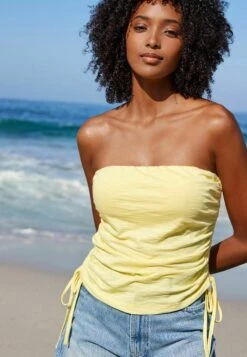 Next RUCHED SIDE BOOBTUBE - Bluzka - Yellow