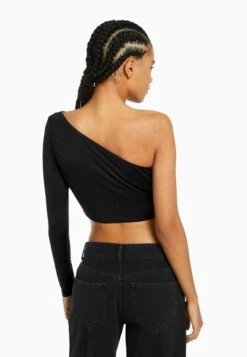 BERSHKA ASYMMETRIC - Bluzka Z Długim Rękawem - Black -sklep Next 2823d9cead494532ad21b940b8374e0a