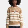Gant SAIL GRAPHIC STRIPED CREW NECK - Bluza - Dark Khaki