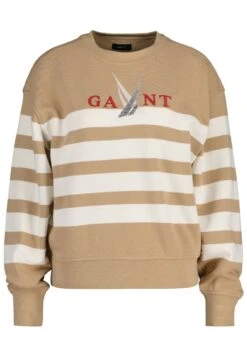 Gant SAIL GRAPHIC STRIPED CREW NECK - Bluza - Dark Khaki -sklep Next 35a30a665d7a4a8798c59d338f573818