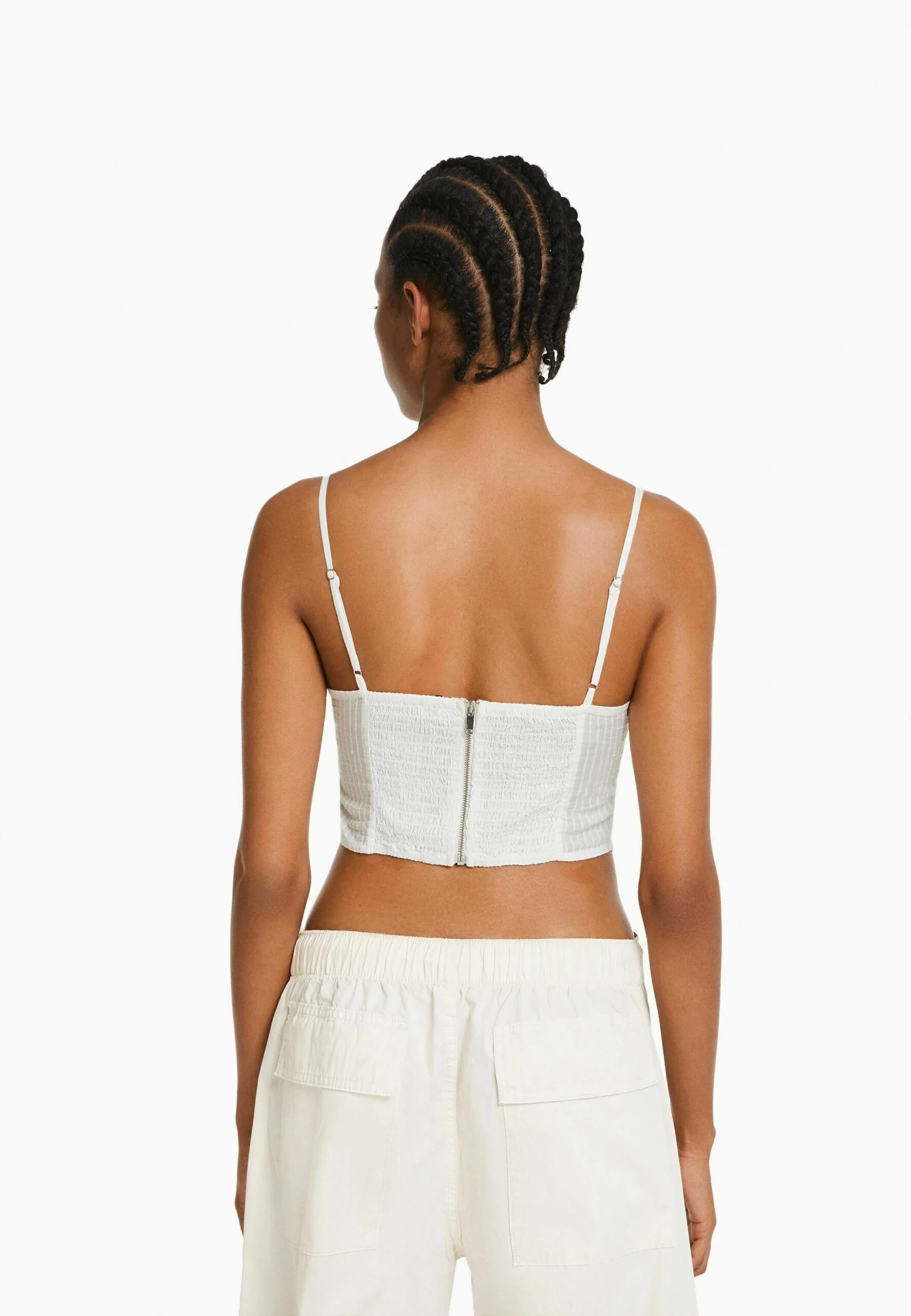 BERSHKA SWISS EMBROIDERY - CORSET - Top - White 3 BERSHKA SWISS EMBROIDERY - CORSET - Top - White - obrazek 3