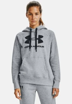 Under Armour RIVAL - Bluza Z Kapturem - Steel Medium Heather