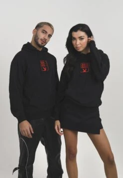 PLAYBOY RETRO HOODIE UNISEX - Bluza Z Kapturem - Black Smoke/red