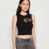 Jaded London 00S TANK WITH CUT OUT CROSS DETAIL - Top - Black