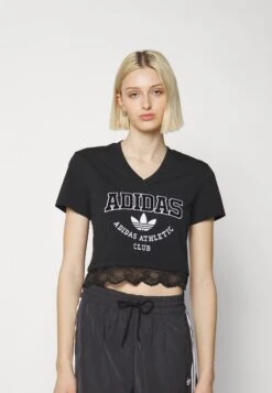Adidas Originals CROPPED VNECK - T-shirt Z Nadrukiem - Black -sklep Next 4d2ea509adb141af82869675f3bd8f2a