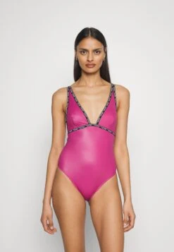Calvin Klein Swimwear PLUNGE ONE PIECE - Kostium Kąpielowy - Pale Fuchsia