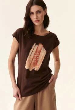 AMANDA - T-shirt Z Nadrukiem - Brown