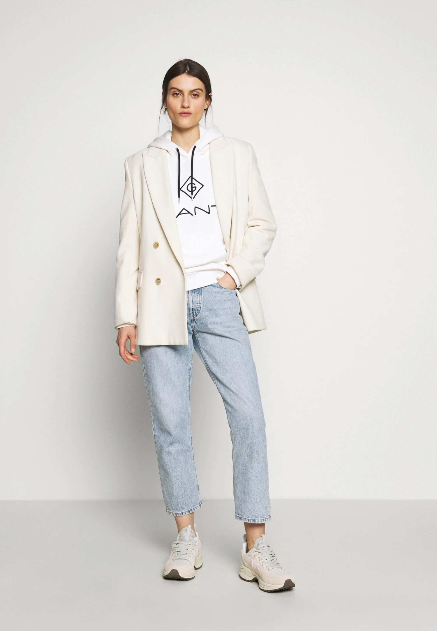 Gant LOCK UP HOODIE - Bluza Z Kapturem - Eggshell 2 Gant LOCK UP HOODIE - Bluza Z Kapturem - Eggshell - obrazek 2