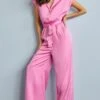 Next BELTED WIDE LEG STANDARD - Kombinezon - Bright Pink