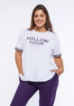 CON SCRITTA RICAMATA - T-shirt Z Nadrukiem - Bianco