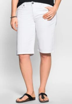 Sheego Szorty Jeansowe - Weiß