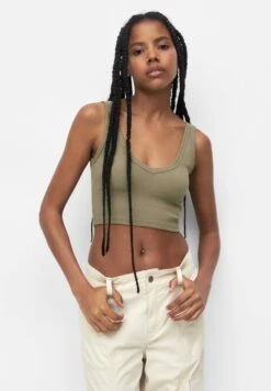 PULL & BEAR BASIC - Top - Khaki