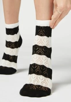 Calzedonia STREIFEN - Skarpety - Black Openwork Stripe