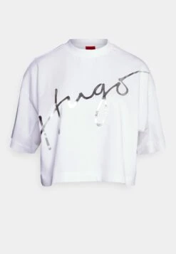 Hugo CROPPED TEE - T-shirt Z Nadrukiem - White -sklep Next 601fda9e2f7c44139831da7e4e1c078f