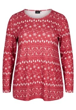 Zizzi MIT WEIHNACHTSMOTIV - Bluzka Z Długim Rękawem - Tango Red White Aop -sklep Next 62faec359bd64bbb9b335a11c9d2b3ea