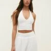 Stradivarius GATHERED HALTER - Top - White