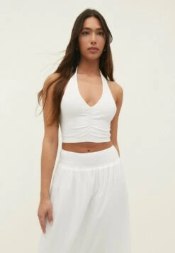 Stradivarius GATHERED HALTER - Top - White