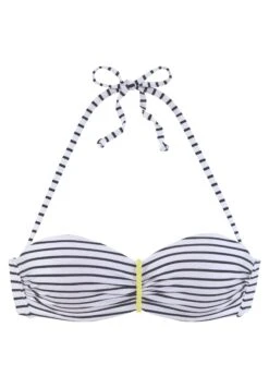 VENICE BEACH BANDEAU - Góra Od Bikini - Schwarz Weiß Limette