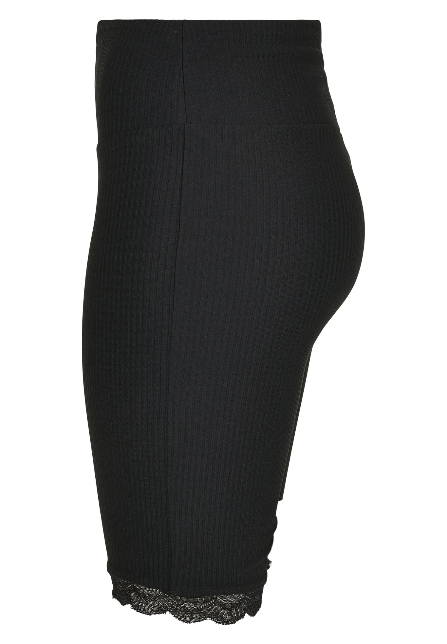URBAN CLASSICS LADIES HIGH WAIST RIB LACE HEM CYCLE SHORTS - Szorty - Schwarz 3 URBAN CLASSICS LADIES HIGH WAIST RIB LACE HEM CYCLE SHORTS - Szorty - Schwarz - obrazek 3