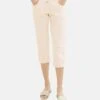 Tom Tailor 3/4 MIT TEILUNGSNAHT - Szorty - Fawn Beige Offwhite Stripe