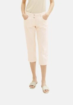 Tom Tailor 3/4 MIT TEILUNGSNAHT - Szorty - Fawn Beige Offwhite Stripe