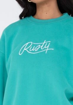 Rusty SCRIPT OVERSIZE CREW NECK - Bluza - Emerald -sklep Next 785379a3b96a42468e64e88a47496435