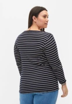 Zizzi STRIPED WITH ROUND NECK - Bluzka Z Długim Rękawem - Night Sky 5 Zizzi STRIPED WITH ROUND NECK - Bluzka Z Długim Rękawem - Night Sky -sklep Next 79aad37d43334d629fa21eb88e82601d