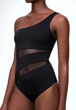 Oysho SHEER PANEL ASYMMETRIC - Kostium Kąpielowy - Black -sklep Next 82fc95b0525d48769fdef21bd958f70a