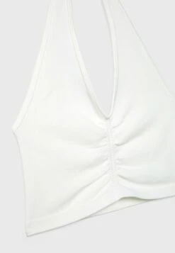 Stradivarius GATHERED HALTER - Top - White -sklep Next 8335203723884d3aaa146564473b20e1