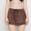Hunkemöller SHORT LEOPARD - Spodnie Od Piżamy - Black