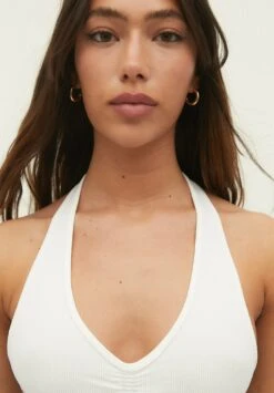 Stradivarius GATHERED HALTER - Top - White -sklep Next 8e426090185d4495abcd2d410cd80a8c