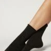 Calzedonia THERMAL COTTON 3/4 LENGHT SOCK - Skarpety - Nero