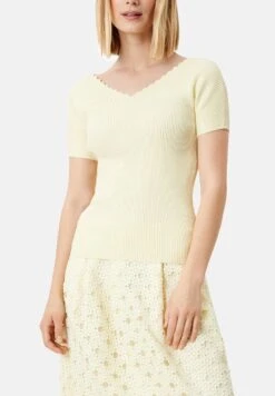 S.Oliver BLACK LABEL MET VIERKANTE HALS - T-shirt Basic - Light Yellow -sklep Next 96ce26048e3845d08cf1cb0faf87e359