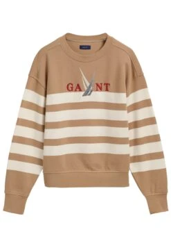 Gant SAIL GRAPHIC STRIPED CREW NECK - Bluza - Dark Khaki -sklep Next a38df04940f0450b8ce0063732b086b4