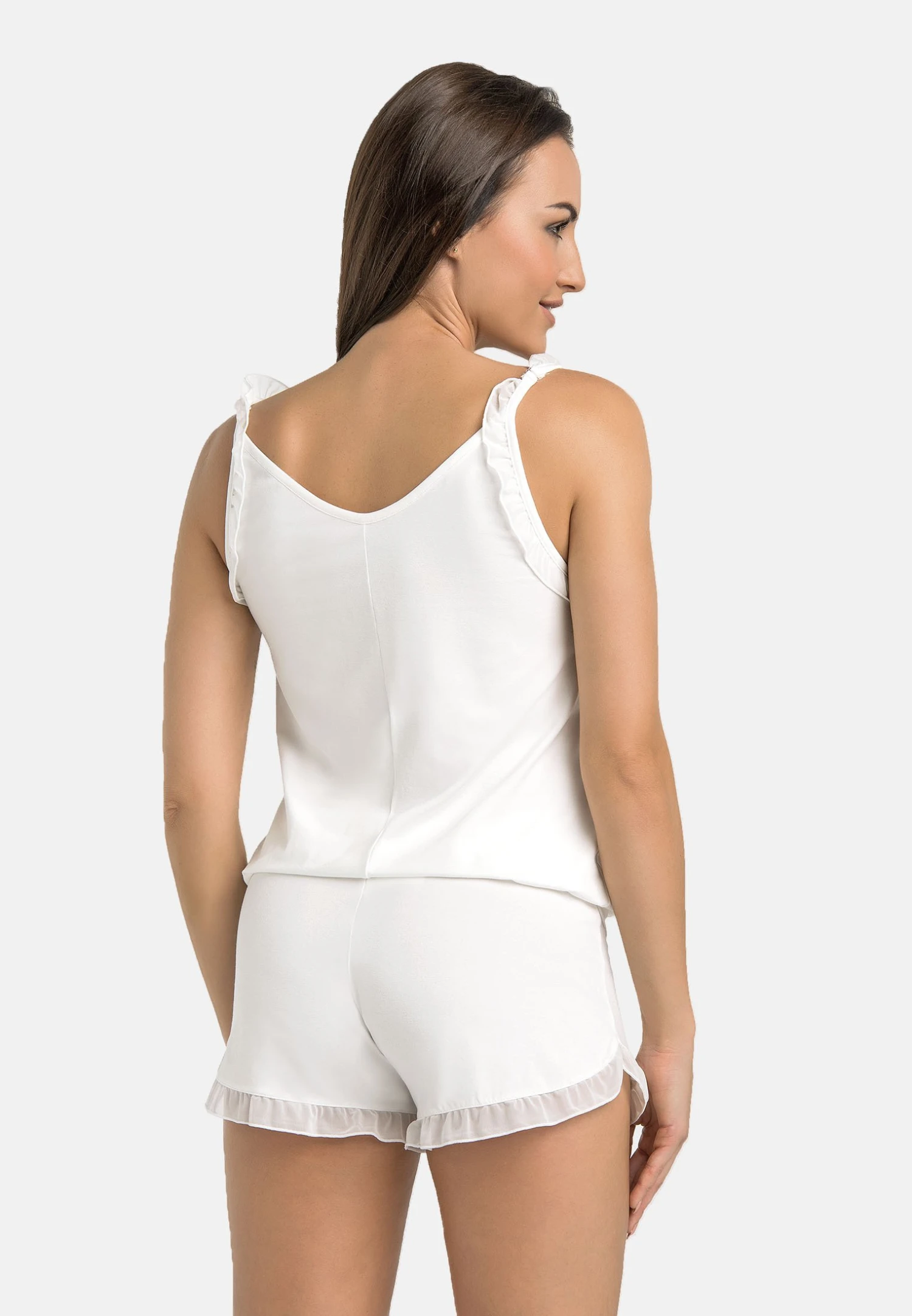 TEYLI SET: SLEEPING TOP AND SHORTS - Piżama - Ecru 2 TEYLI SET: SLEEPING TOP AND SHORTS - Piżama - Ecru - obrazek 2