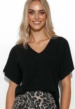 Z DEKOLTEM - T-shirt Basic - Czarny