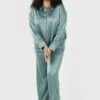 CURVE HEART BUTTON UP LONG - Piżama - Teal