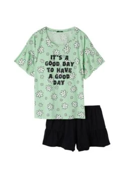 KURZER HALBLANGEN ÄRMELN UND GOOD DAY PRINT - Piżama - Pastel Green Good Day Print -sklep Next ad7df1b6f4a246df9b326855ea4fc767