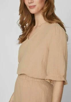 Vila V-AUSSCHNITT - Bluzka - Savannah Tan -sklep Next b070b404f56f4c1695cdf2a35622b825